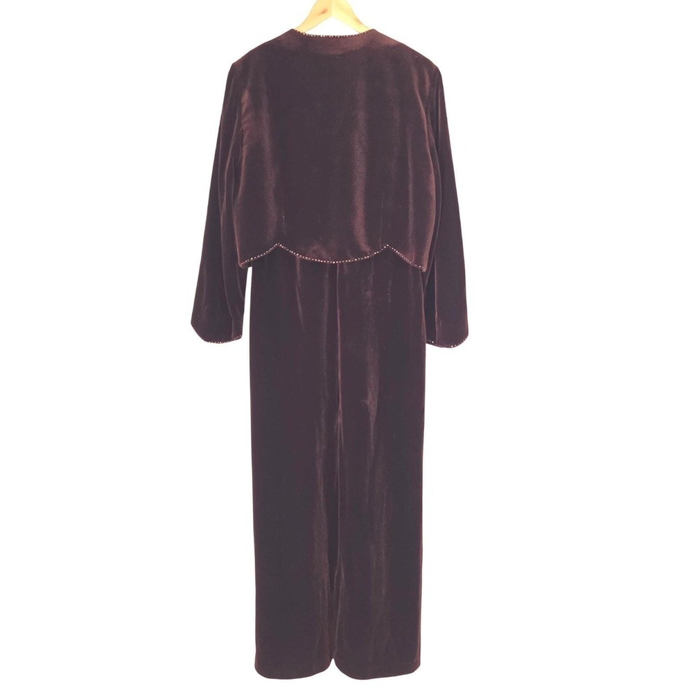 Adrianna Papell Occasions Brown Velvet Beaded Maxi Dress & Jacket Set 14 - Picture 3 of 16